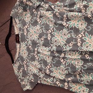 XL Amana blouse in Turquoise and Navy